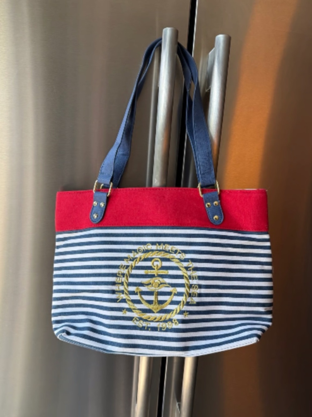 Disney Cruise Line DCL Anchor Striped Tote Bag